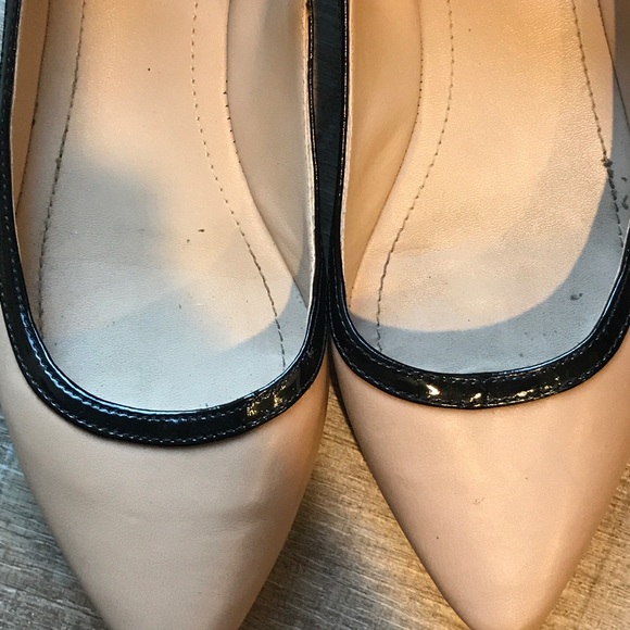 Nude Leather Flats Pointy Toe w/ Black Ankle Strap - Picture 8 of 8